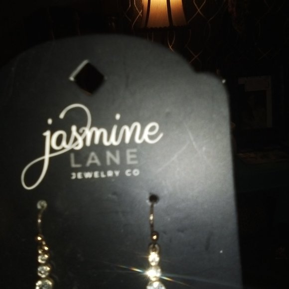 Gold Earrings ; drop diamonds, Jasmine Lane, Hypoallergenic. - Picture 6 of 9